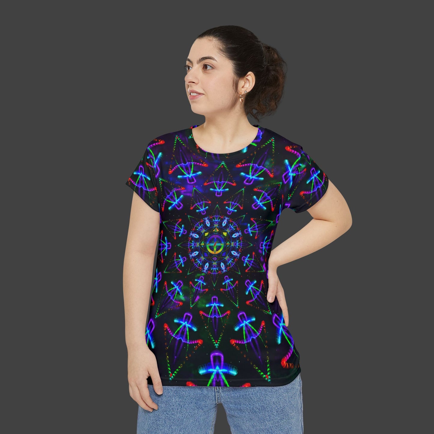 Women's Short Sleeve Shirt "Cosmic Warrior" (AOP)