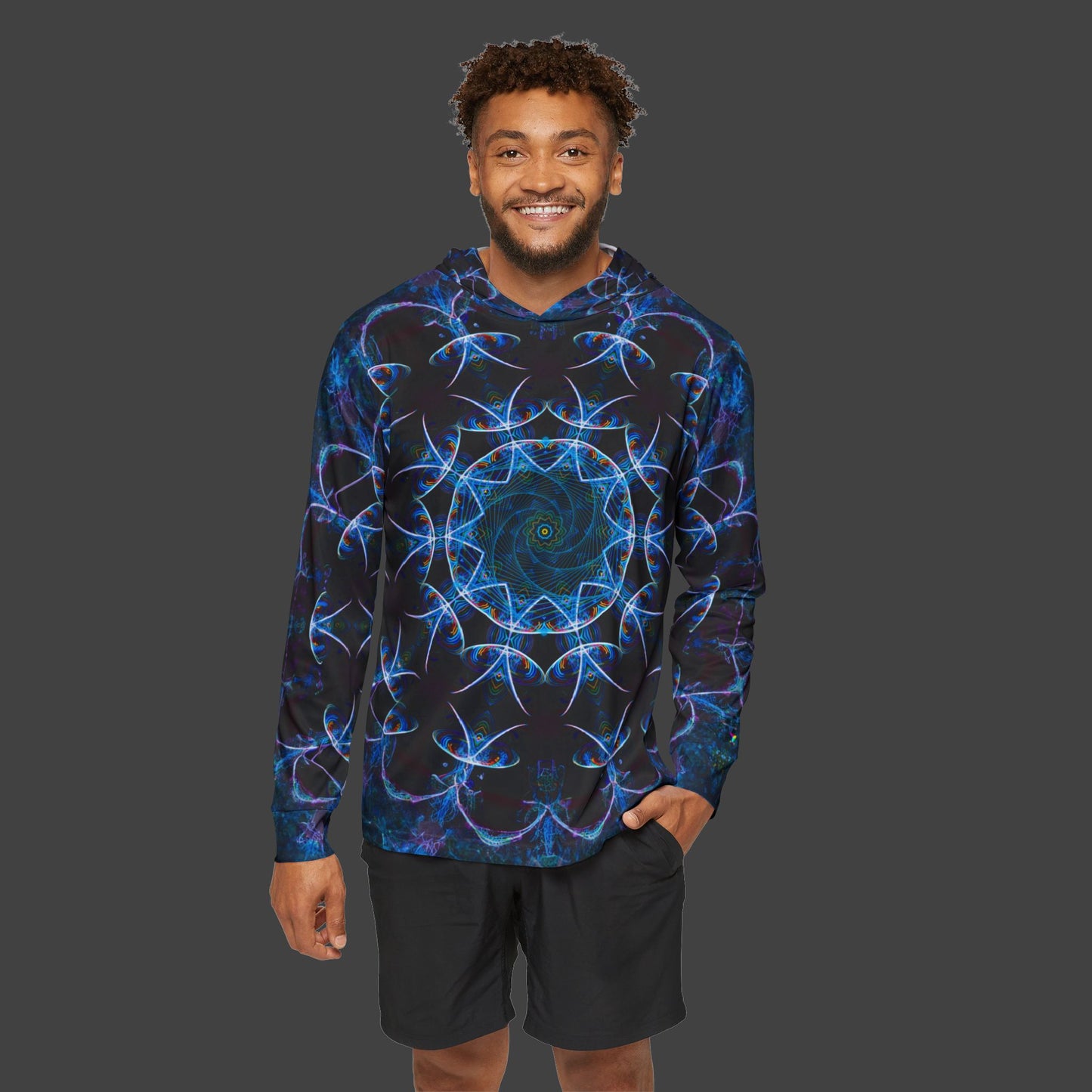 Men's Lightweight Hoodie w/ UPF 50+ "Light Vortex" (AOP)