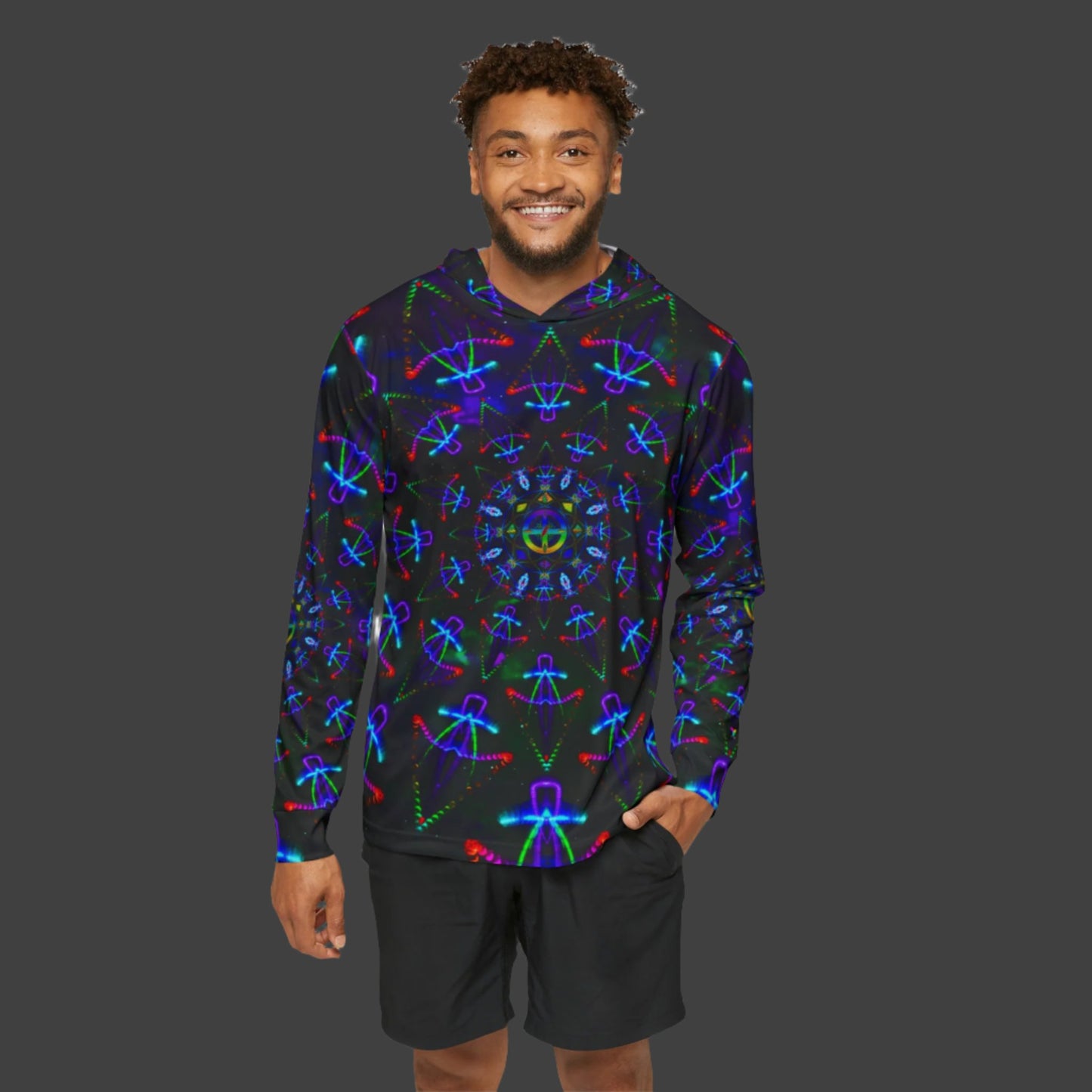 Men's T-shirt Hoodie "Cosmic Warrior" (AOP)